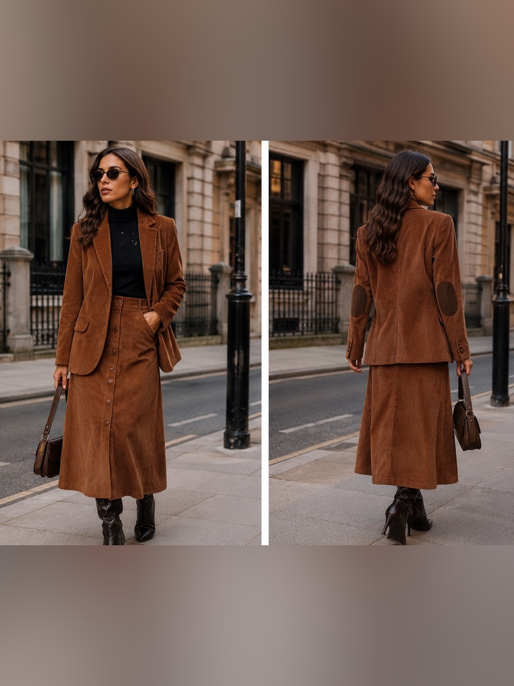 Vintage 70’s Women's Corduroy Blazer and Skirt Set - Size 10 Brown  The Villager